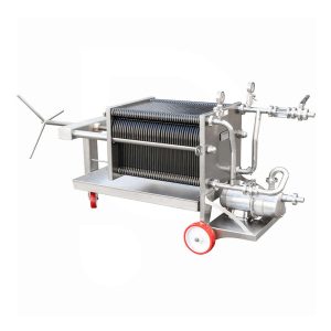 PLF-XMP4040-40: Roostevabast terasest plaatfilter 400 × 400, 40 tk polüpropüleenist plaadiraamiga, pumbaga