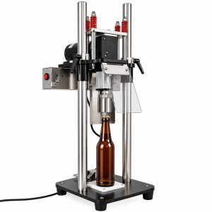 UBC-300-E: UNI-BOTTLE-CAPPER (elektromos változat) – Kézi gép üvegpalackok lezárására koronakupakkal, műanyag T-kupakkal és utántöltésgátló kupakkal | akár 300 palack óránként