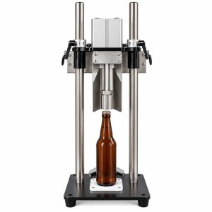 UBC-300-P: UNI-BOTTLE-CAPPER (PNEU) – Compact manual machine for capping glass bottles with crown caps, T-corks and anti-refill caps | pneumatically operated (up to 300 bottles per hour)