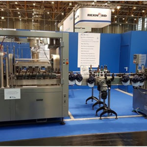 BCFL-MB1500TP : Automatic counter pressure filling line for 1500 bottles or cans per hour with a tunnel pasteurizer