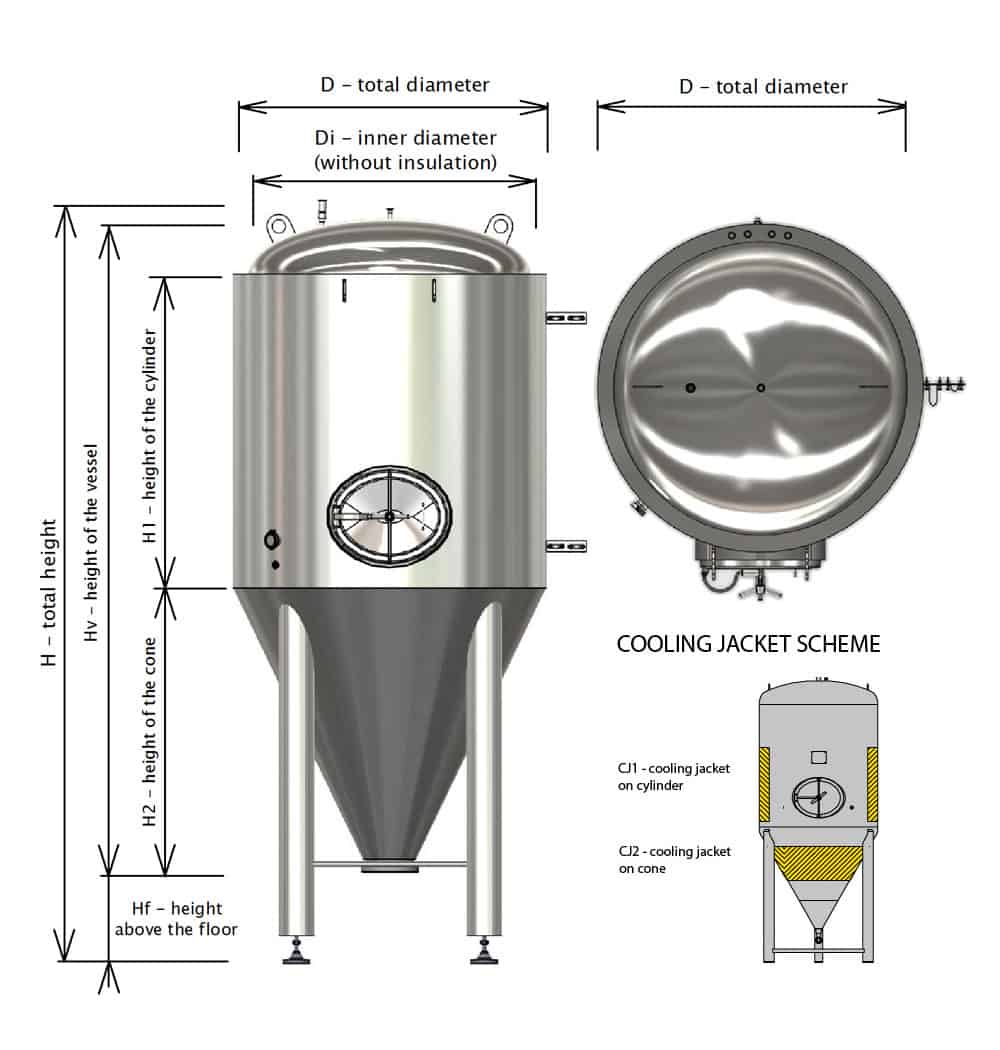 CCTM-8000BT Modular cylindrically-conical fermentation tank 8000/9371 L - Basic tank CCTM-8000BT Modular cylindrically-conical fermentation tank 8000/9371 L - Basic tank