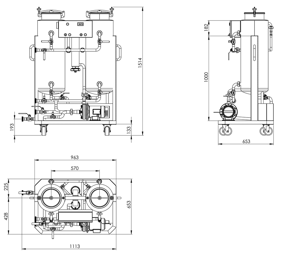 CIP-52 Dimensions od the Cleaning-In-Place unit