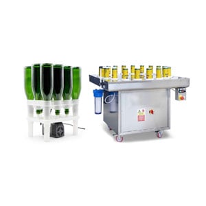 Rinsing-drying bottles/cans